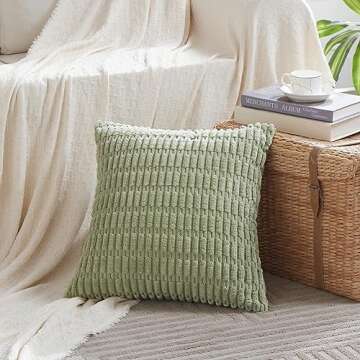 Fancy Homi 4 Packs Sage Green Decorative Throw Pillow Covers 18x18 Inch for Living Room Couch Bed So...