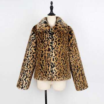 Womens Leopard Faux Fur Vintage Warm Parka Jacket