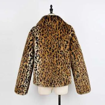 Womens Leopard Faux Fur Vintage Warm Parka Jacket
