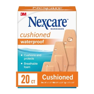Nexcare Waterproof Cushioned Bandages - Durable, Assorted Sizes, 20 Count