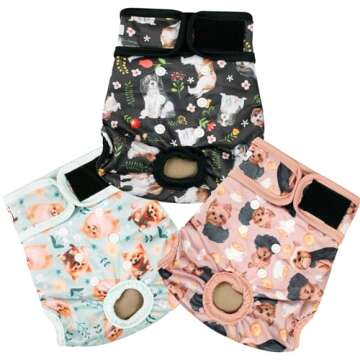 Grecle Dog Diapers Female (3 Pack) - No Leak Reusable Diapers for Doggy Female in Period - Highly Ab...