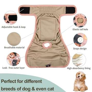 Grecle Dog Diapers Female - Absorbent Washable Heat Panties