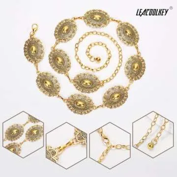 Stylish LEACOOLKEY Western Chain Belt for Women