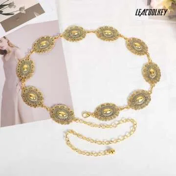 Stylish LEACOOLKEY Western Chain Belt for Women