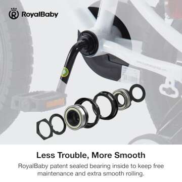 RoyalBaby Freestyle Kids Bike 14 Inch Childrens Bicycle with Training Wheels Toddlers Boys Girls Beginners Ages 3-5 Years, White