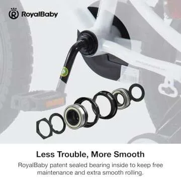 RoyalBaby Freestyle Kids Bike 14 Inch Childrens Bicycle with Training Wheels Toddlers Boys Girls Beginners Ages 3-5 Years, White