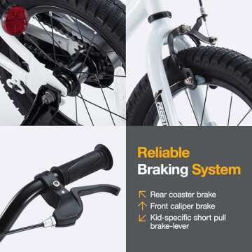 RoyalBaby Freestyle Kids Bike 14 Inch Childrens Bicycle with Training Wheels Toddlers Boys Girls Beginners Ages 3-5 Years, White