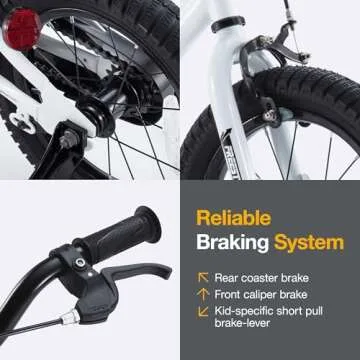 RoyalBaby Freestyle Kids Bike 14 Inch Childrens Bicycle with Training Wheels Toddlers Boys Girls Beginners Ages 3-5 Years, White