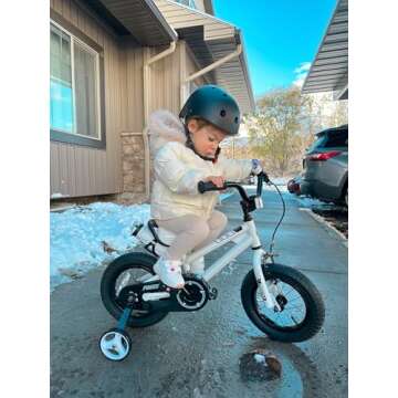 RoyalBaby Freestyle Kids Bike 14 Inch Childrens Bicycle with Training Wheels Toddlers Boys Girls Beginners Ages 3-5 Years, White