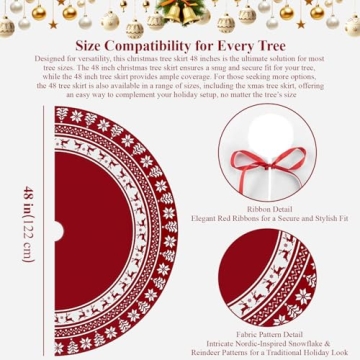 Lizart 48 Inch Christmas Tree Skirt with Snowflake Design