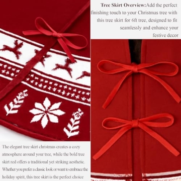 Lizart 48 Inch Christmas Tree Skirt with Snowflake Design