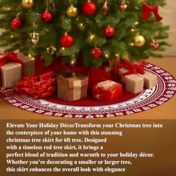 Lizart 48 Inch Christmas Tree Skirt with Snowflake Design