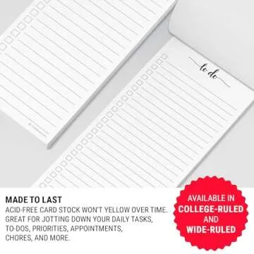 321Done 2-Pack Skinny To Do List Notepad, Made in USA - 3.7x8.5, College Ruled, Simple Stylish To-Dos Memo Pad for Planning, Tasks, Appointments, Reminders, Home, Office - 50 Sheets per Pad