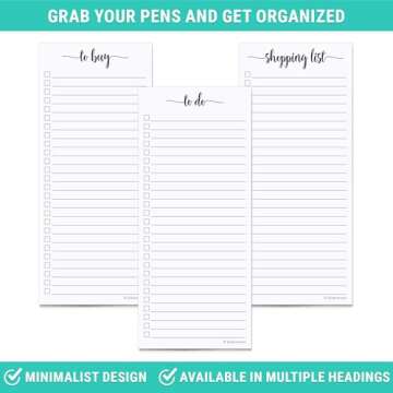 321Done 2-Pack Skinny To Do List Notepad, Made in USA - 3.7x8.5, College Ruled, Simple Stylish To-Dos Memo Pad for Planning, Tasks, Appointments, Reminders, Home, Office - 50 Sheets per Pad