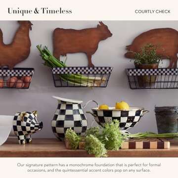 MacKenzie-Childs Large Black-and-White Enamel Colander