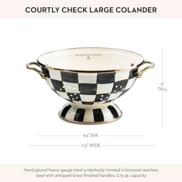 MacKenzie-Childs Large Black-and-White Enamel Colander
