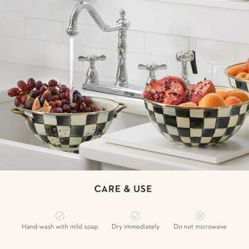 MacKenzie-Childs Large Black-and-White Enamel Colander