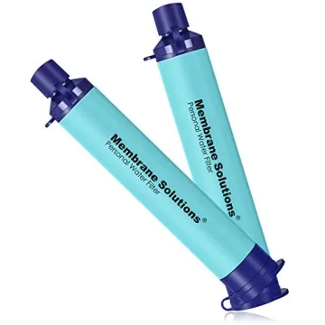 Membrane Solutions Personal Water Filter Straw - Portable Survival Gear (2 Pack)