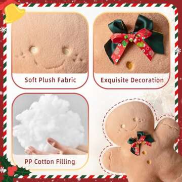 GOUTO Christmas Throw Pillow Stuffed Gingerbread House Pillow 12.5" Snow House Xmas Holiday Home Dec...