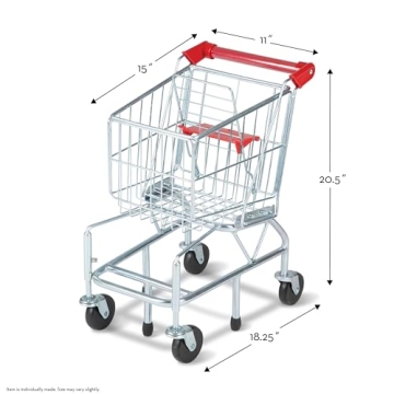 Melissa & Doug Toy Shopping Cart With Sturdy Metal Frame - Toddler Shopping Cart, Pretend Grocery Cart, Supermarket Pretend Play Shopping Cart For Kids Ages 3+