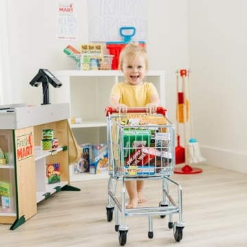 Melissa & Doug Toy Shopping Cart With Sturdy Metal Frame - Toddler Shopping Cart, Pretend Grocery Cart, Supermarket Pretend Play Shopping Cart For Kids Ages 3+