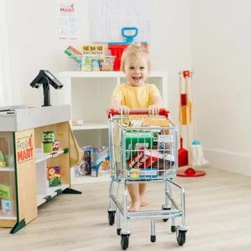 Melissa & Doug Toy Shopping Cart With Sturdy Metal Frame - Toddler Shopping Cart, Pretend Grocery Cart, Supermarket Pretend Play Shopping Cart For Kids Ages 3+