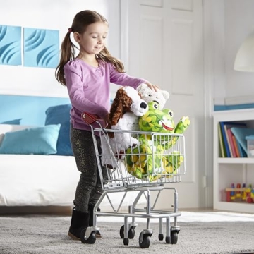Melissa & Doug Toy Shopping Cart With Sturdy Metal Frame - Toddler Shopping Cart, Pretend Grocery Cart, Supermarket Pretend Play Shopping Cart For Kids Ages 3+