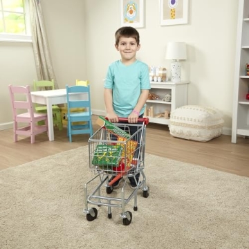 Melissa & Doug Toy Shopping Cart With Sturdy Metal Frame - Toddler Shopping Cart, Pretend Grocery Cart, Supermarket Pretend Play Shopping Cart For Kids Ages 3+