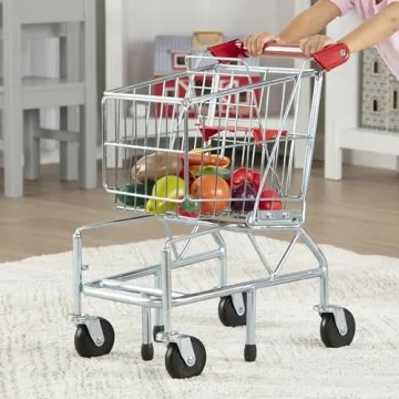 Melissa & Doug Toy Shopping Cart With Sturdy Metal Frame - Toddler Shopping Cart, Pretend Grocery Cart, Supermarket Pretend Play Shopping Cart For Kids Ages 3+