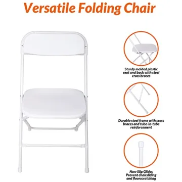 Elevon Folding Plastic Chair 500 lb Capacity - 2-Pack