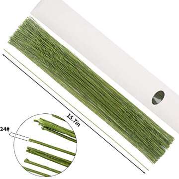 CCINEE 24 Gauge Dark Green Floral Wire Stem Pack - 200PCS, 16 Inch