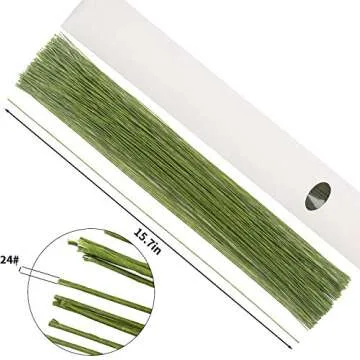 CCINEE 24 Gauge Dark Green Floral Wire Stem Pack - 200PCS, 16 Inch