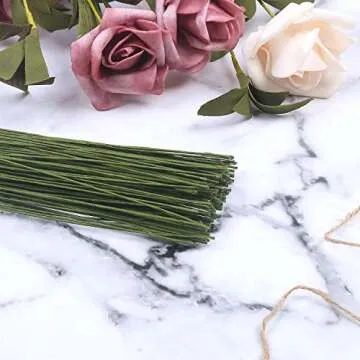 200PCS Dark Green Floral Wire Stems for Crafting