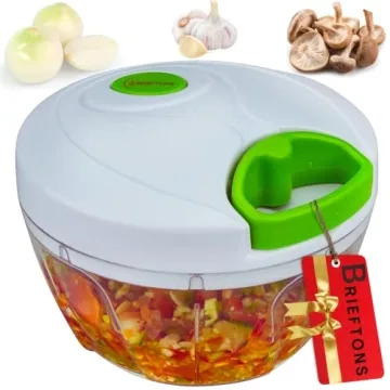 Brieftons Manual Food Chopper: Compact & Powerful Hand Pull Blender for Salsa, Salad, Pesto