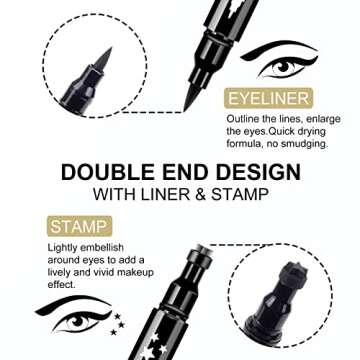 Ownest 3 Pcs Double-sided Liquid Eyeliner Pen,with Eye Makeup Stamp Super Slim Gel Felt Tip High Bla...
