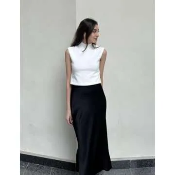 Zeagoo Women's 2025 Mock Turtle Neck Sweater Vest Sleeveless Knit Pullover Tank Tops Casual Trendy Slim Fitted Tops A-White