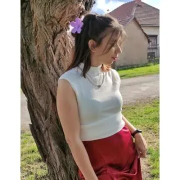 Zeagoo Women's 2025 Mock Turtle Neck Sweater Vest Sleeveless Knit Pullover Tank Tops Casual Trendy Slim Fitted Tops A-White