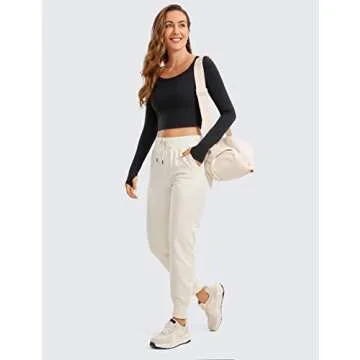 CRZ YOGA Butterluxe Long Sleeve Crop Tops for Women Slim Fit Workout Shirts Cropped Athletic Gym T-Shirts Black Large