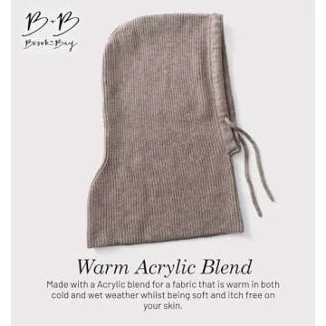 Brook + Bay Knitted Hooded Scarf w/Drawstrings - Knit Balaclava Hood Scarf for Women Winter - Stylish Hooded Hat, Neck Warmer