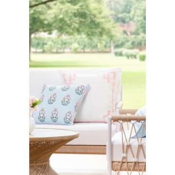 Hofdeco Premium Coastal Patio Indoor Outdoor Throw Pillow Cover Only, 18"x18" Water Repellent for Ba...