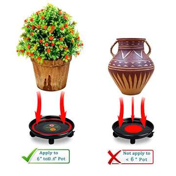 Murilan Indoor Outdoor Planter Trolley Casters Round Flower Pot Rack on Rollers Dolly Holder on Wheels Plant Heavy Duty, Black of 3 Pallet Caddy