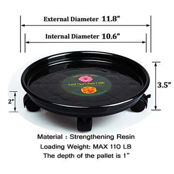 Murilan Indoor Outdoor Planter Trolley Casters Round Flower Pot Rack on Rollers Dolly Holder on Wheels Plant Heavy Duty, Black of 3 Pallet Caddy