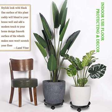 Murilan Indoor Outdoor Planter Trolley Casters Round Flower Pot Rack on Rollers Dolly Holder on Wheels Plant Heavy Duty, Black of 3 Pallet Caddy