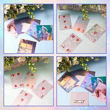 36 Sheets A4 Holographic Paper Sticker Transparent Waterproof Self Adhesive Film 11.7 x 8.3 Inches (Gem, Dot, Colorful, Star)