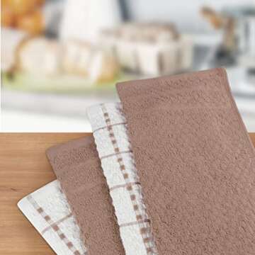 Utopia Kitchen Towels 6 Pack, 15 by 25 Inches, 100% Ring Spun Cotton Super Soft and Absorbent Linen Dish, Tea and Bar Towels Set, Brown