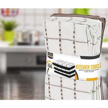 Utopia Kitchen Towels 6 Pack, 15 by 25 Inches, 100% Ring Spun Cotton Super Soft and Absorbent Linen Dish, Tea and Bar Towels Set, Brown