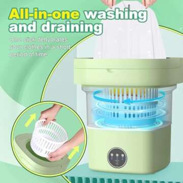 Portable Washing Machine, 11L Mini Washing Machine with 3 Cleaning Modes, Suitable for Baby Clothes, Underwear, Socks, Small Washing Machine Folding Design Suitable for Apartments, Camping & Travel