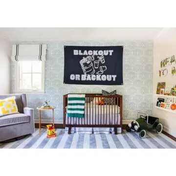 OINEIZ Blackout Or Backout Flags, Funny Flags for Room Guys Teen College Dorm, 3x5 Outdoor Meme Cool Flags Boys Man Cave Fun Cheap Party Bedroom Frat House Wall Décor (Black-1)