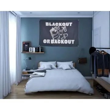 OINEIZ Blackout Or Backout Flags, Funny Flags for Room Guys Teen College Dorm, 3x5 Outdoor Meme Cool Flags Boys Man Cave Fun Cheap Party Bedroom Frat House Wall Décor (Black-1)