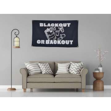 OINEIZ Blackout Or Backout Flags, Funny Flags for Room Guys Teen College Dorm, 3x5 Outdoor Meme Cool Flags Boys Man Cave Fun Cheap Party Bedroom Frat House Wall Décor (Black-1)